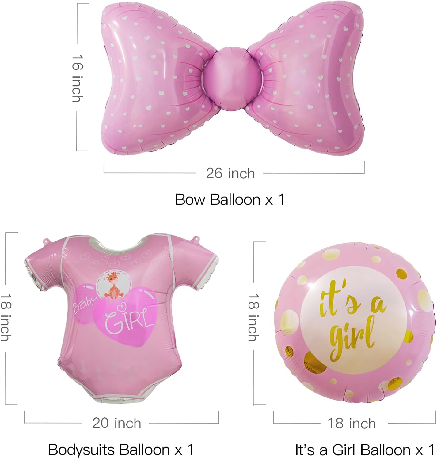 Pink Baby Shower Balloons for Girl Baby Shower Decorations Baby Girl Foil Balloons It's a Girl Baby Bottle Balloons 5 Pcs