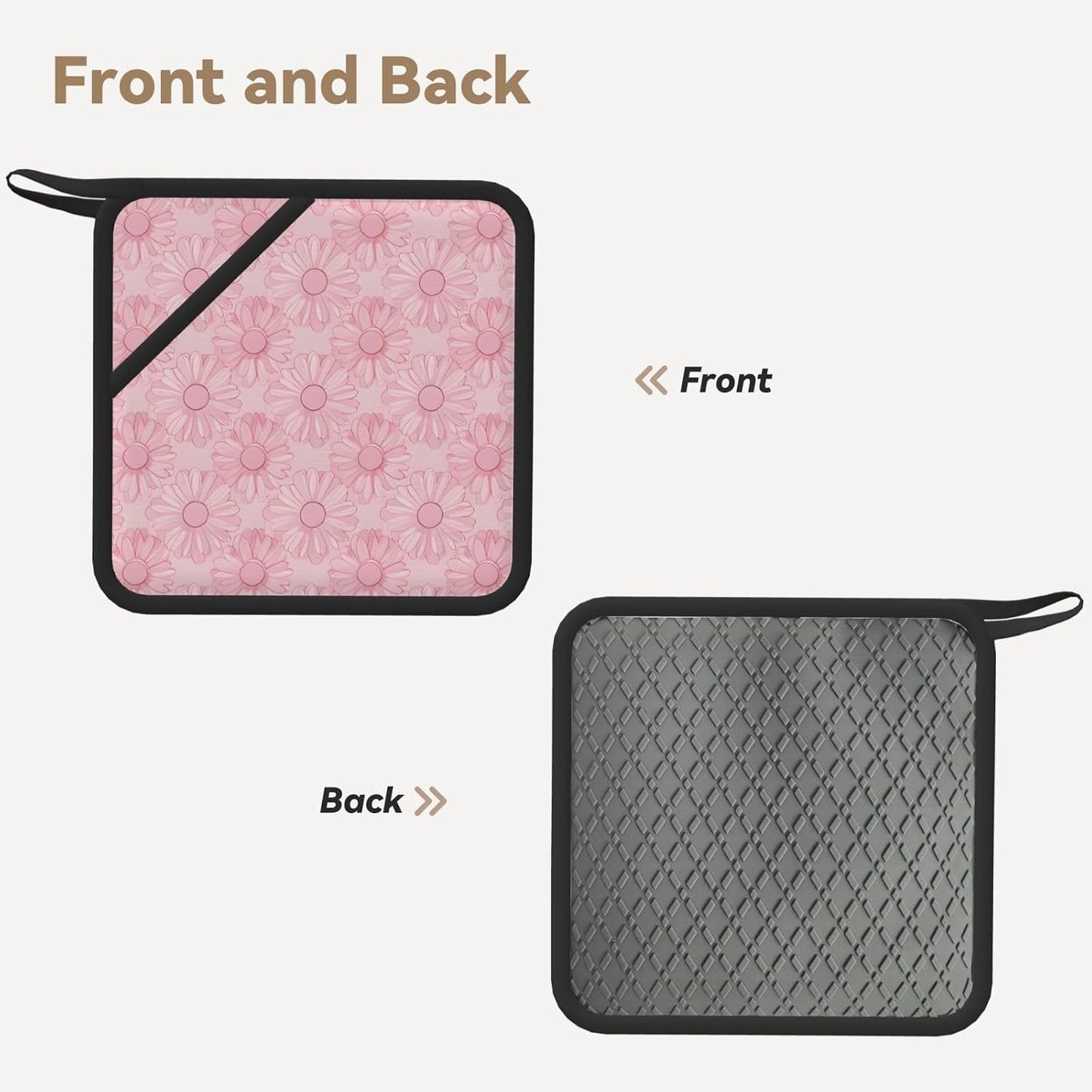 Light Pink Daisies Non-Skid Silicone Crafting Mats, Heat Resistant, Non-Stick, Jewelry Casting, Pot Holder, Coaster, Dish Mat 2PC