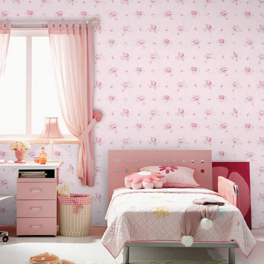 Pink Floral Drawer Shelf Liner Self Adhesive Decorative Rose Contact Paper for Shelves Drawer Cabinets Furniture Wall Decoration (17.7x78.7 Inches)