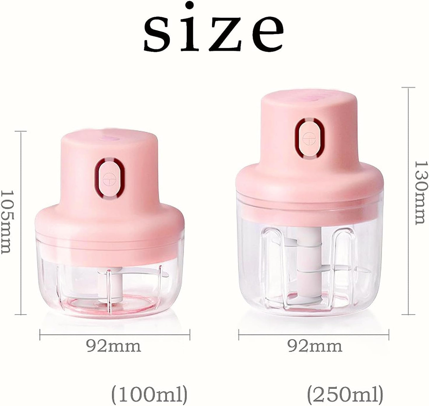 Electric Garlic Chopper, Pink USB Charging Wireless Food Mini Portable Veggie Garlic Grinder Masher Onion Cordless Blender Processor Crusher for Ginger, Chili, Fruit, Meat, Spices, Beans, etc (250ml)
