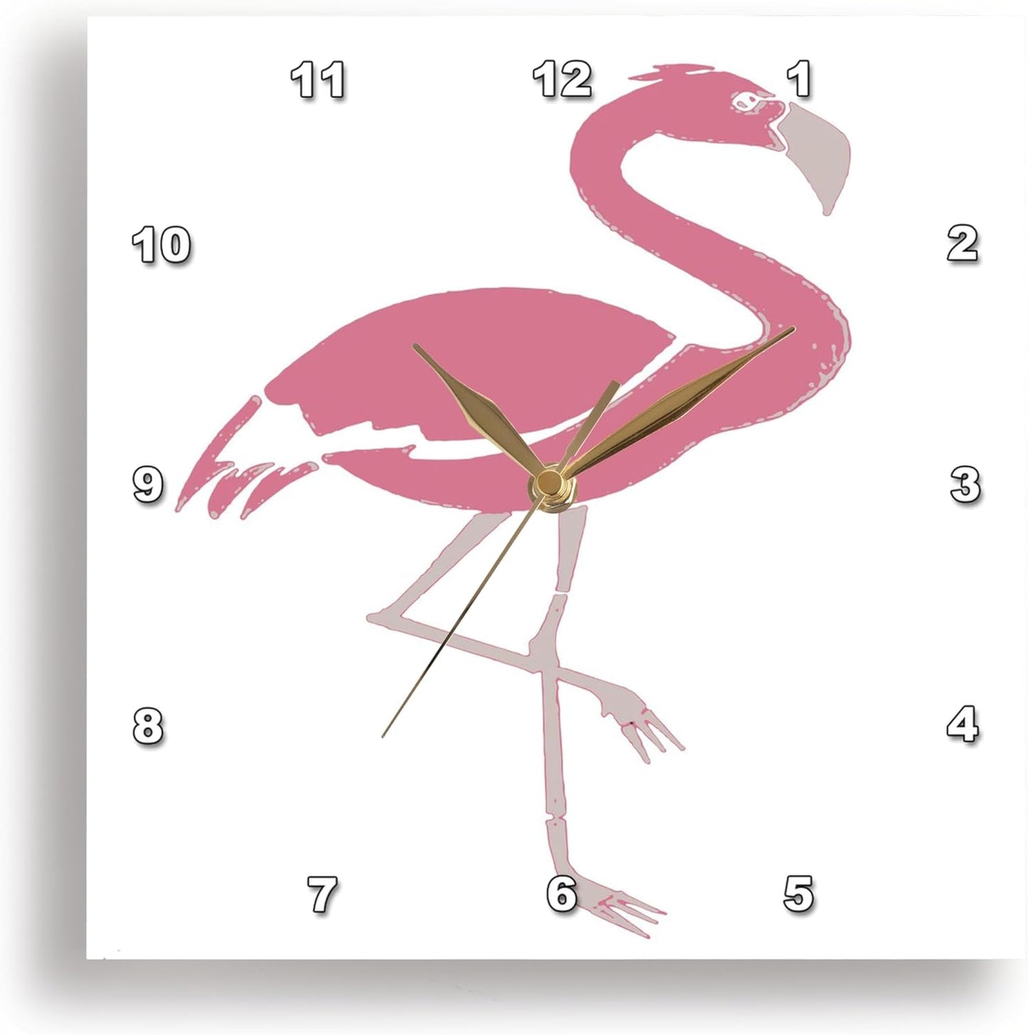 3dRose Wall Clock Silent - 13 inch - Coral Pink Flamingo - Vector Design - Flamingo