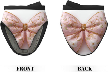 Light Pastel Pink Bow Balloon Embroidered Floral Mini Silicone Oven Mitts Heat and Slip Resistant Kitchen Mittens,Short Oven Gloves for Safe Cooking Baking & Grill,5.9"X5.9"
