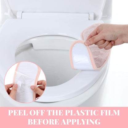 Pink Toilet Seat Cover Thick and Warm Toilet Seat Cushion Cover Warm Plush Thick Padded Washable and Reusable Self-Adhesive Mat for Winter Non Slip Soft Toilets Seats Cushion Double Flap Separation