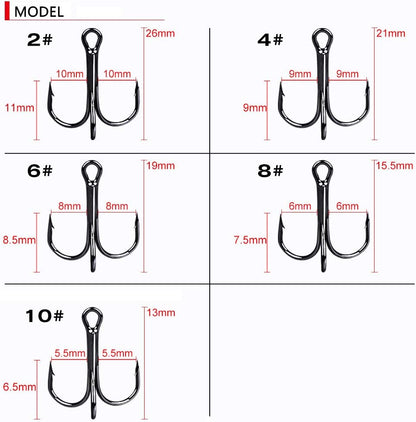 AMHDV Feather Fishing Hooks Strong Treble Hooks Size 2 4 6 8 10 (Pack of 20)