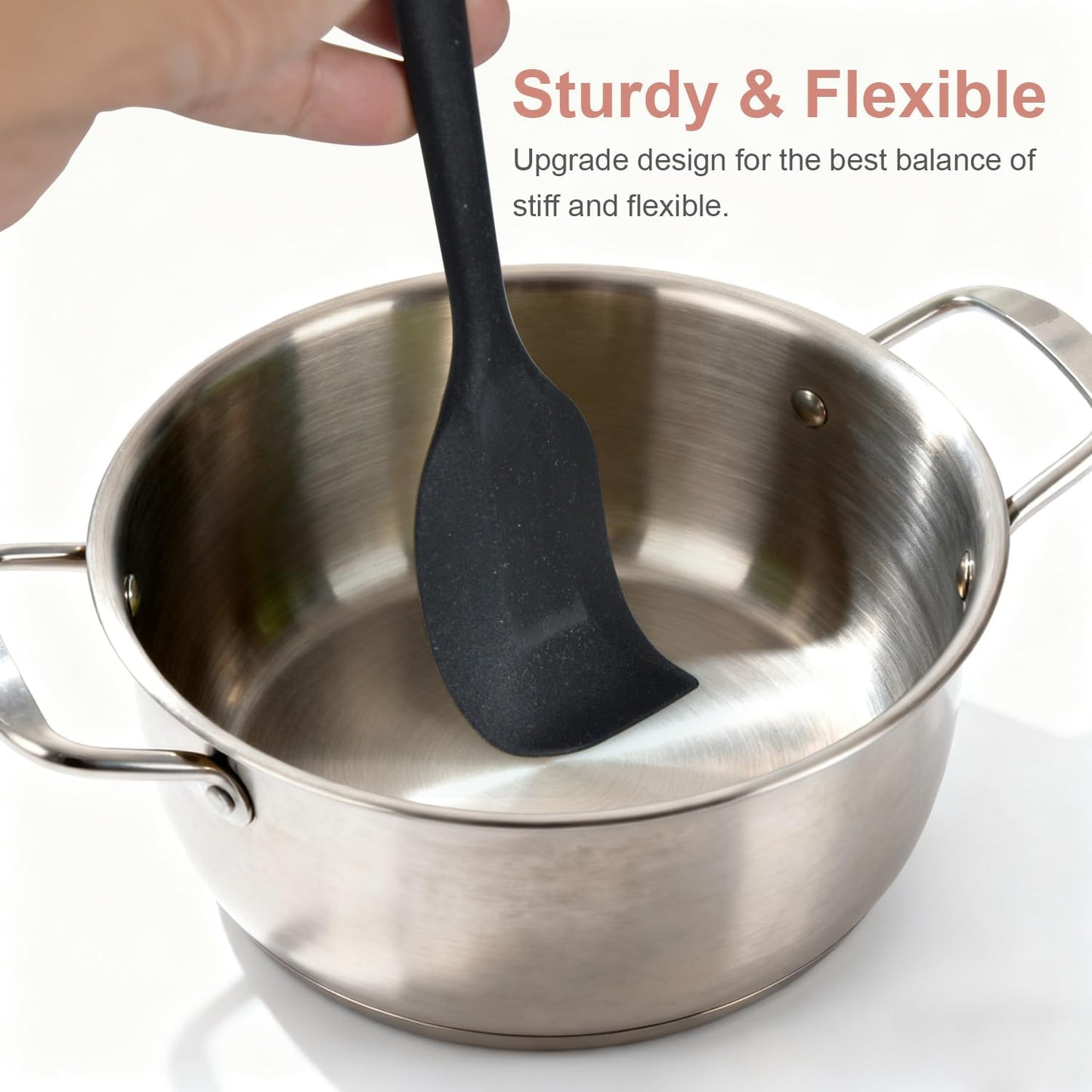 Silicone Spatula, Silicone Spatulas Heat Resistant, Food Grade Rubber Non-Stick Rubber Spatulas with Stainless Steel Core, for Baking, Cooking, Mixing (1, Light Pink, 8 * 1.6 inch)