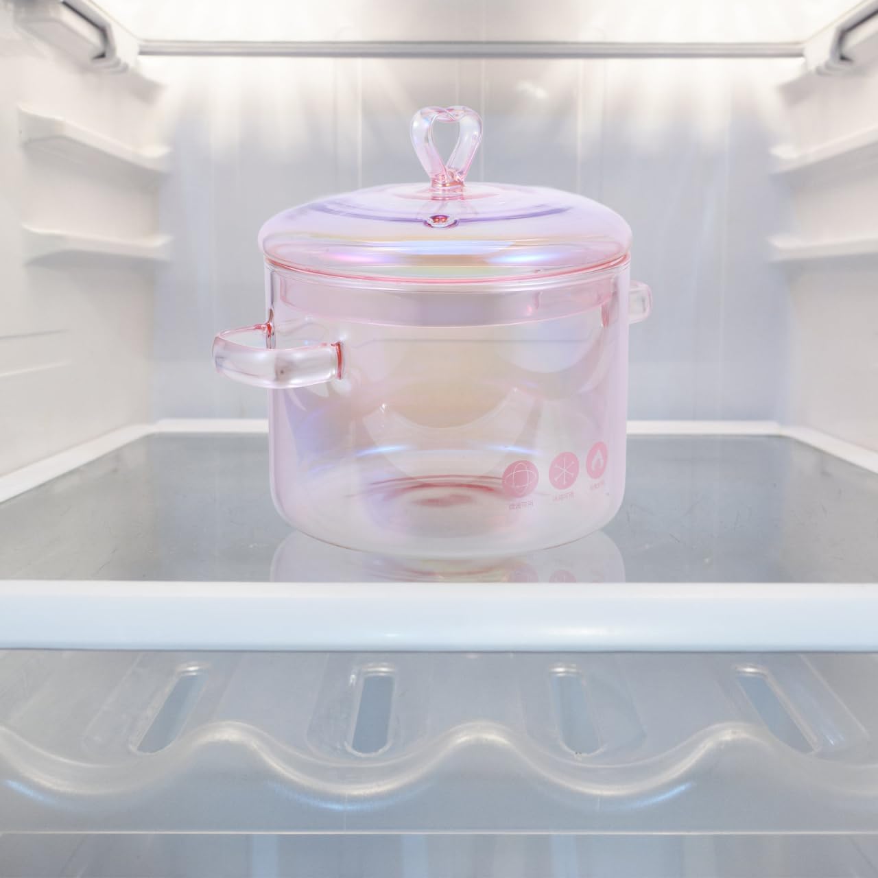 ERINGOGO Glass Cooking Pot with Cover and Handle - 1.5L/50oz Stovetop Cooking Pot with Lid Heat Resistant Glass Saucepan High Borosilicate Glass Cookware Simmer Pot Clear Soup Pot - Pink, 20x15cm