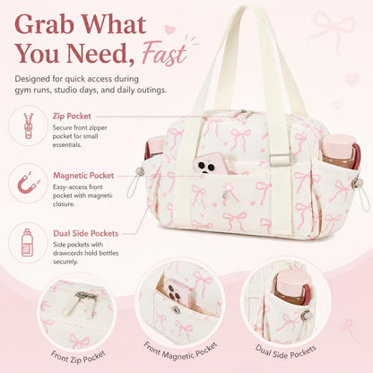 LOIDOU Aesthetic Mini Gym Bag for Women with Wet Dry Pocket, Lightweight Corduroy Dance Ballet Gymnastic Small Tote Bag for Workout Yoga Clean Girl Lifestyle Overnight Weekend Trip
