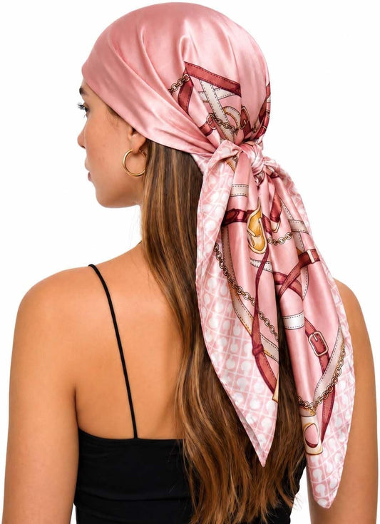 corciova 35 x 35 Satin Square Scarf for Women, Silk-Feel Hair Wrap, Large Bandana, Neck Wrap, Headscarf & Fashion Accessory
