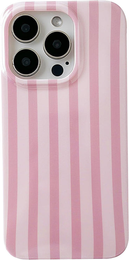 ZTOFERA for iPhone 15 Pro Max Case with Geometric Vertical Stripes,Cute Fashion Simple Line Pattern for Women Men,Soft TPU Slim Glossy Shockproof Case Cover(Pink)