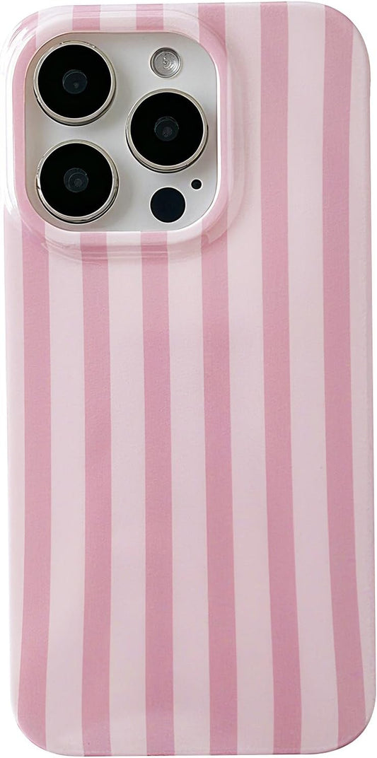 ZTOFERA for iPhone 15 Pro Max Case with Geometric Vertical Stripes,Cute Fashion Simple Line Pattern for Women Men,Soft TPU Slim Glossy Shockproof Case Cover(Pink)