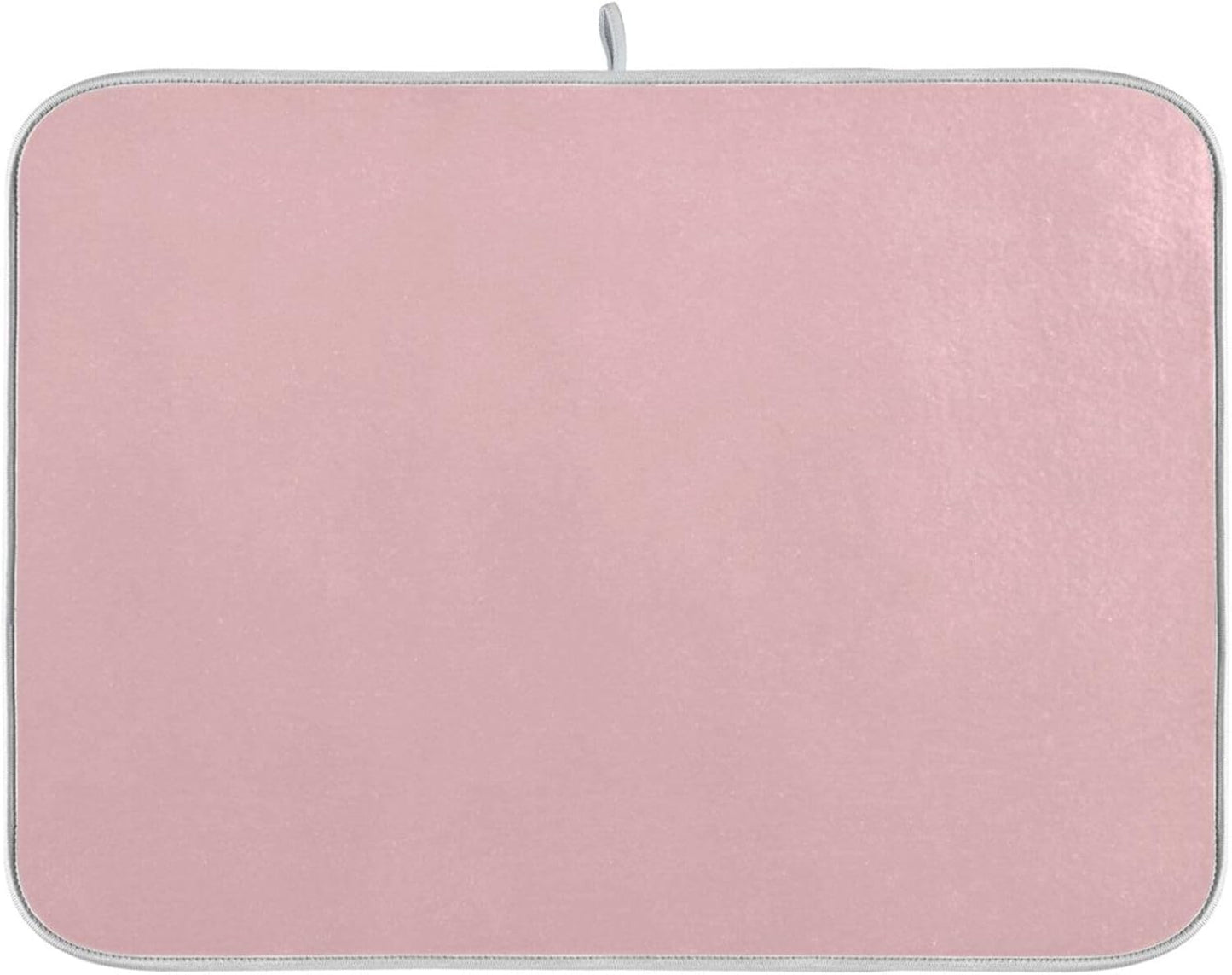 Emelivor Light Pink Dish Drying Mat for Kitchen Counter Absorbent Dish Drying Pad Non-slip Easy Clean Kitchen Drying Mat for Countertops Sinks Dishes Pots and Pans, 16" x 18"