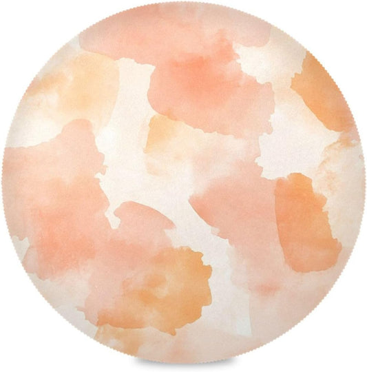 Placemats Set of 4 Peach Pattern Round Table Mats for Kitchen and Dining Washable Place Mats Heat Resistant Table Decoration 15.4 inch