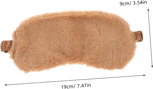 Cute Cartoon Faux Fur Eye Mask 2pcs Set Soft Plush Sleeping Blindfolds in Pink and Brown for Comfortable Sleep and Travel