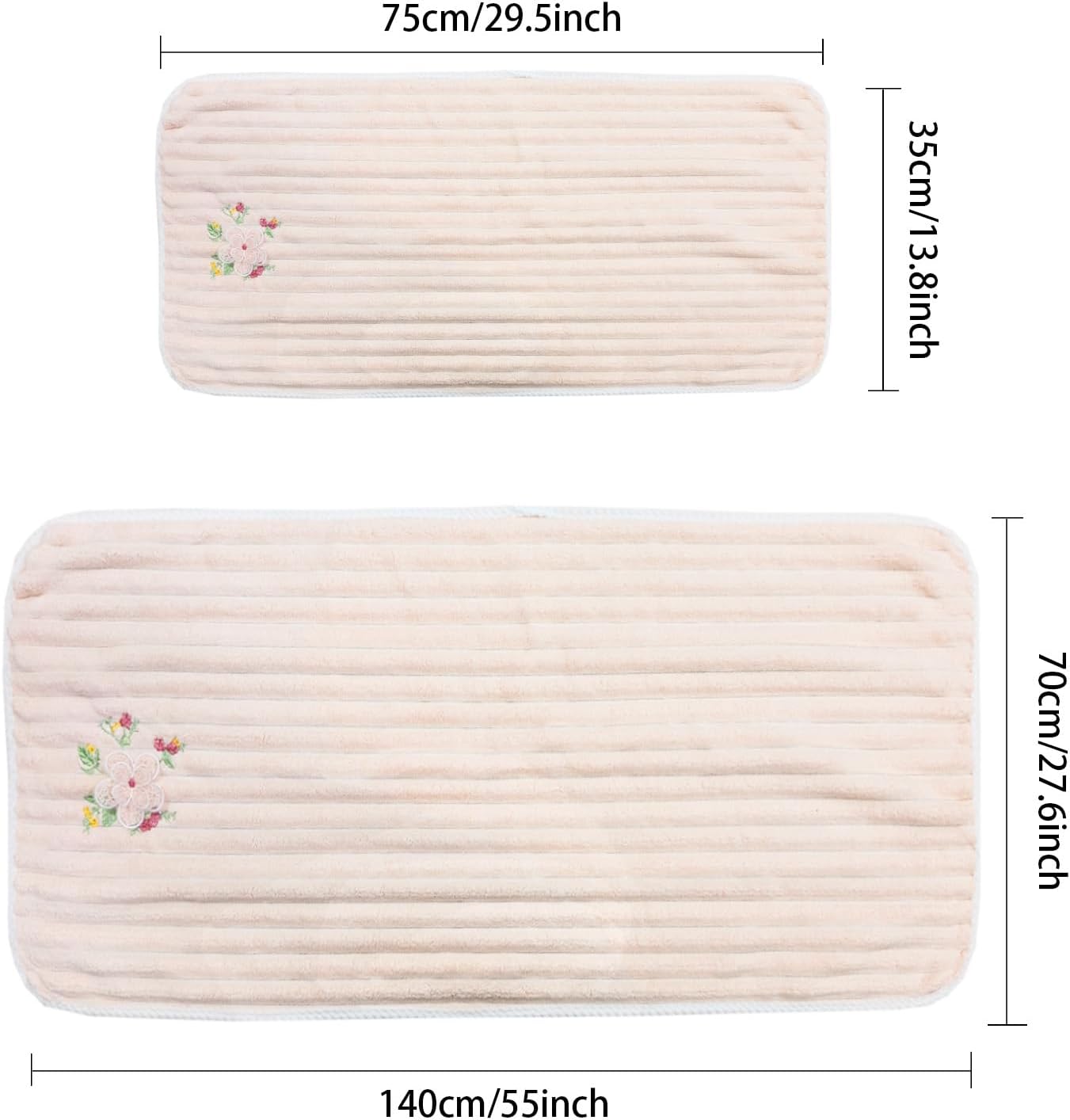 ABREEZE Embroidered Peony Flower Towel Set, Pink,2pc Coral Fleece Soft and Fluffy Absorbent Towels for Hotal,SPA and Bathroom(1 Bath Towel,1 Hand Towel)
