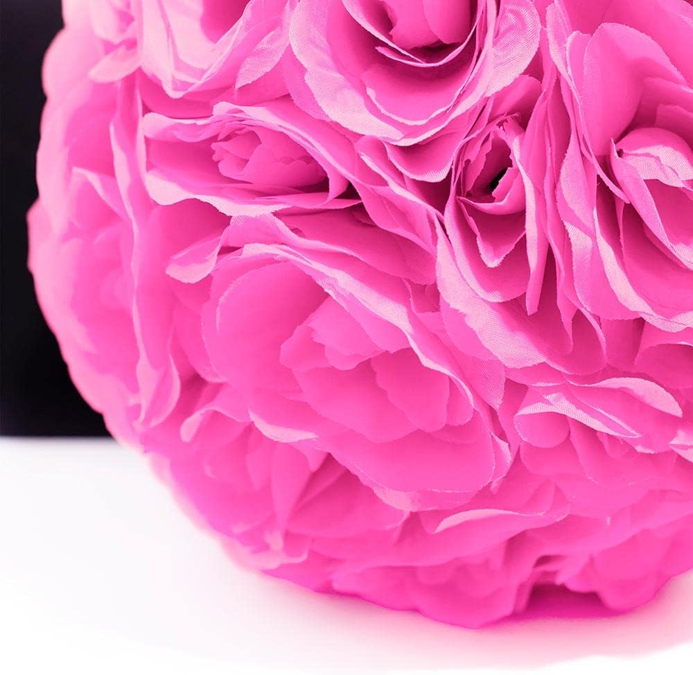 TCDesignerProducts Pink Silk Rose Kissing Ball, 12" Floral Hanging Decoration, Elegant Wedding Aisle Décor, Centerpiece Accent, Bridal & Baby Shower, Holiday & Home Display, Artificial Flower Ball
