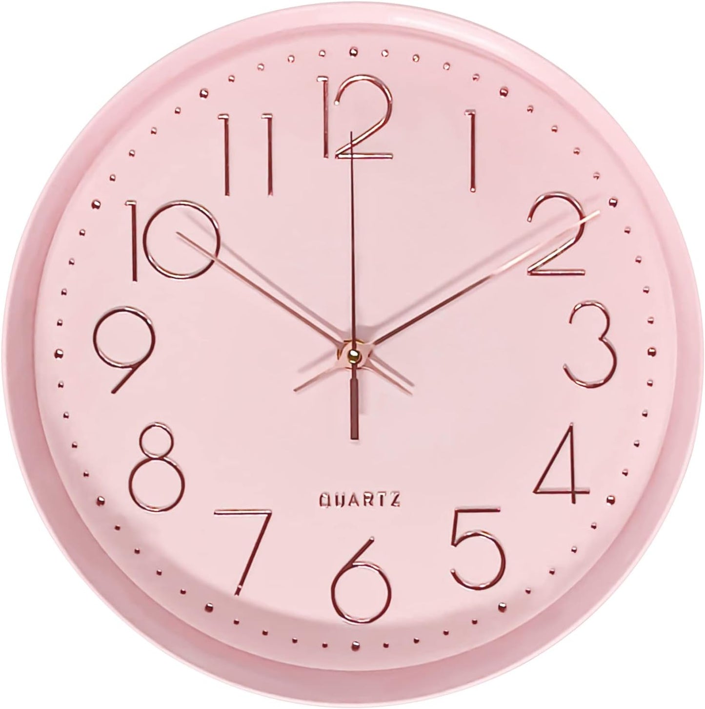 Maxspace Pink Wall Clock Silent Non-Ticking, 12in Analog Wall Clock in Battery Operated，Cute Decorative Clock for School Office Classroom Bedroom Kitchen Living Room Nursery Decor