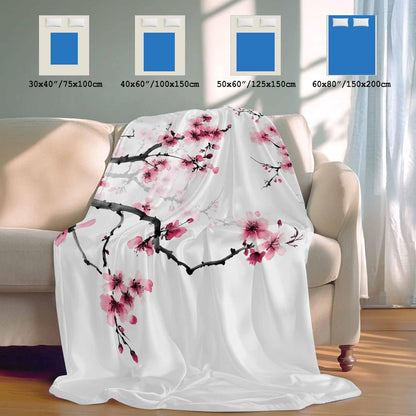 Pink Flowers Cooling Blanket, Lightweight Breathable Summer Throw Blanket with Double Sided Cold Effect, Watercolor Blossoms Florals Branches Picnic Beach Blankets Bed Sheet for Hot Sleepers 30"x40"