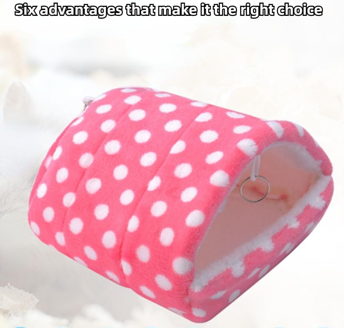 Cute Cave Bed Nest Hideout, Small Animals Warm House Cage Supplies, for Hedgehog Guinea Pig Hamster, Machine Washable - Simplicity (Pink,Large)