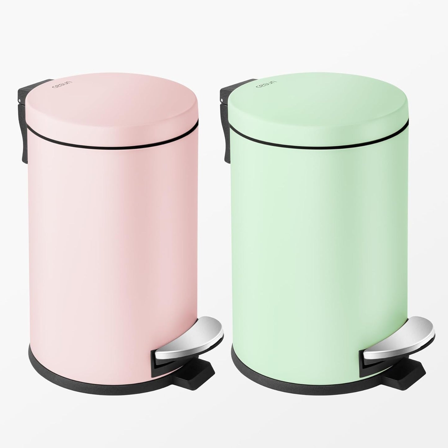 Cesun 1.2 Gallons Small Pink Trash Can, Bathroom Garbage Can with Lid and Foot Pedal, Mini Round Wastebasket for Bathroom, Bedroom, Office, 4.5 Liters / 1.2 Gallons, Pink