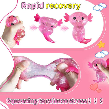 Axolotls Squishies Fidget Stress Ball,Cute Squishies Axolotls Toy,Easter Basket Stuffers, Stress Ball Squeeze Toys for Stress Relief (Pink)