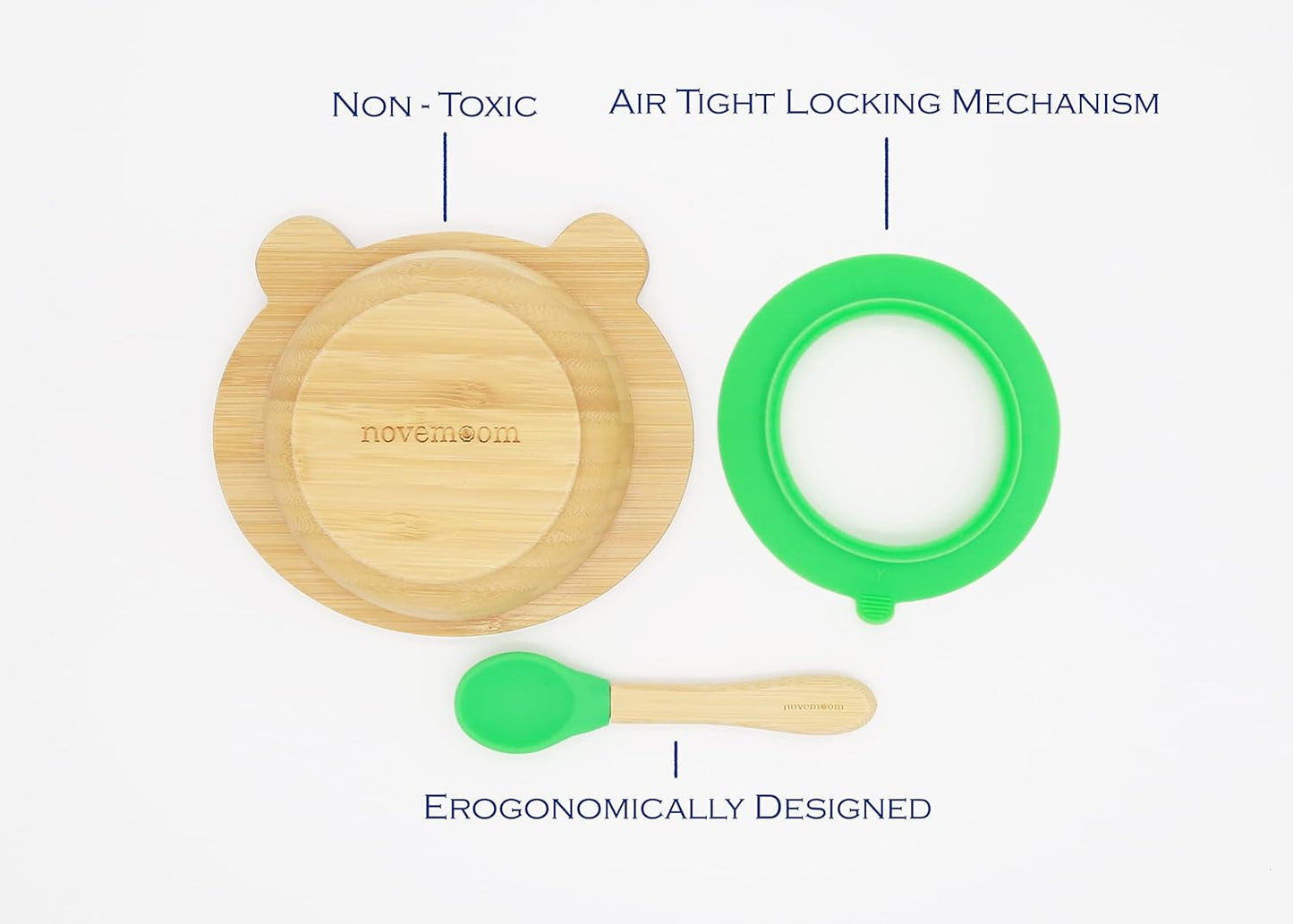 Suction Bowls for Baby- Bamboo set- LED Weaning Spoons- BPA Free - Toddler bowl and spoon set- Pink