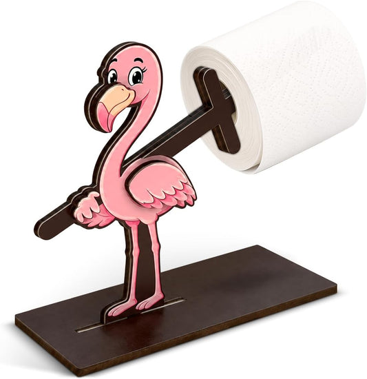Funny Flamingo Toilet Paper Holder, 3D Pink Flamingo Bathroom Decor, Cute Cartoon Animal Toilet Paper Roll Holder Free Standinging for Bathroom Home, Fun Gift for Home, Friends & Family