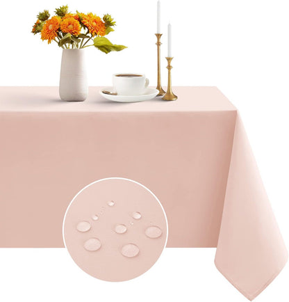 Romanstile Rectangle Pink Tablecloth - Waterproof and Wrinkle Resistant Washable Polyester Table Cloth for Kitchen Dining/Party/Wedding Indoor and Outdoor Use (52 x 70 inch)