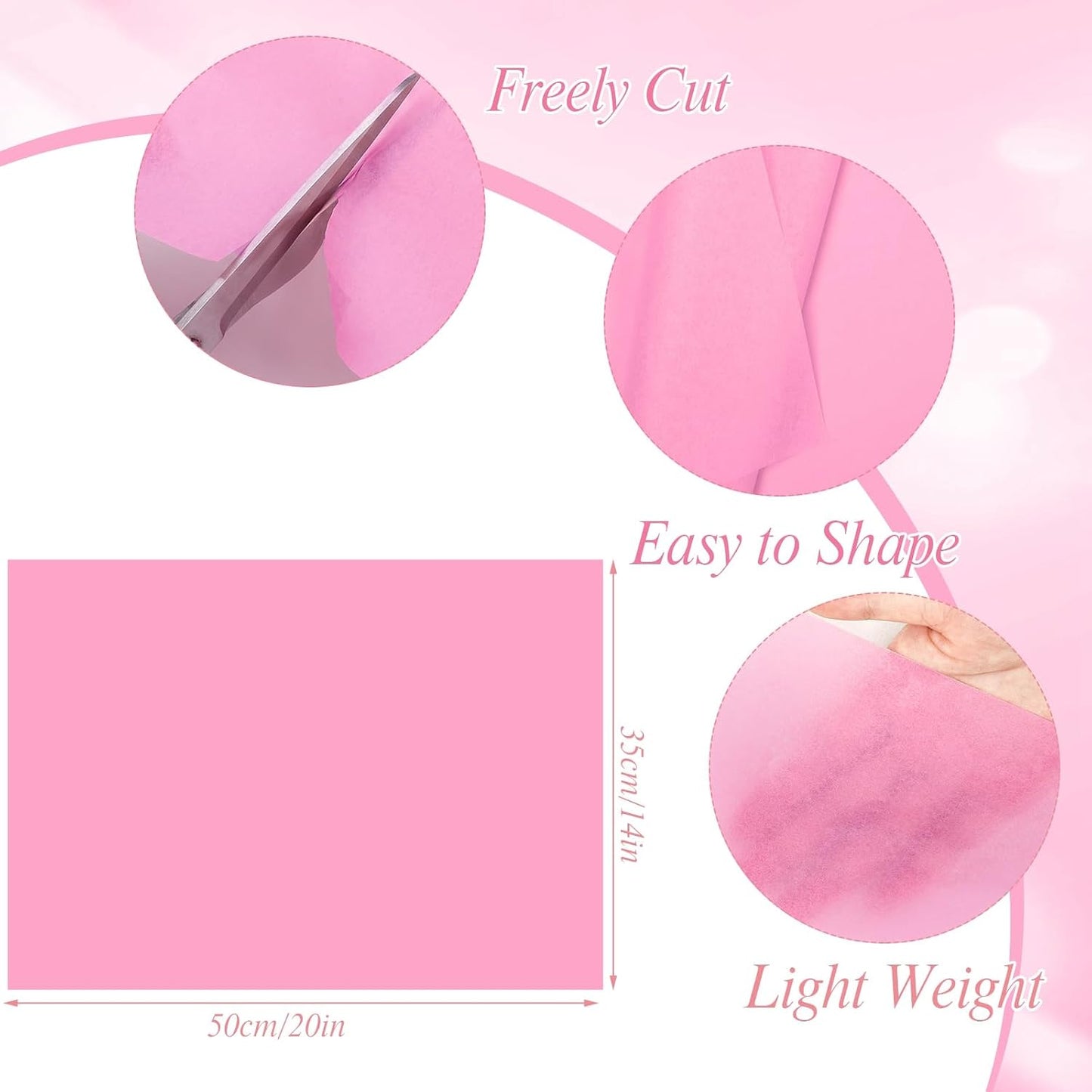 woric Pink Tissue Paper, 80 Sheets, 20" x 14" for Gift Bags and Crafts | Tissue Paper Bulk, Easy Folded and Cut, Used for Baby Shower Birthday, Bouquet Crafts, Wedding Decorations