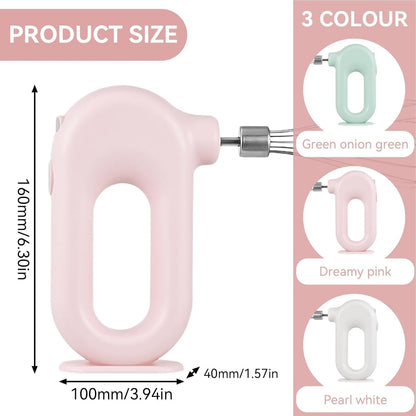Cyrank Cordless Hand Mixer, Handheld Mixer Electric Hand Mixer 4 Speed Electric Handheld Mini Egg Beater USB Charing 1500mah(Pink)