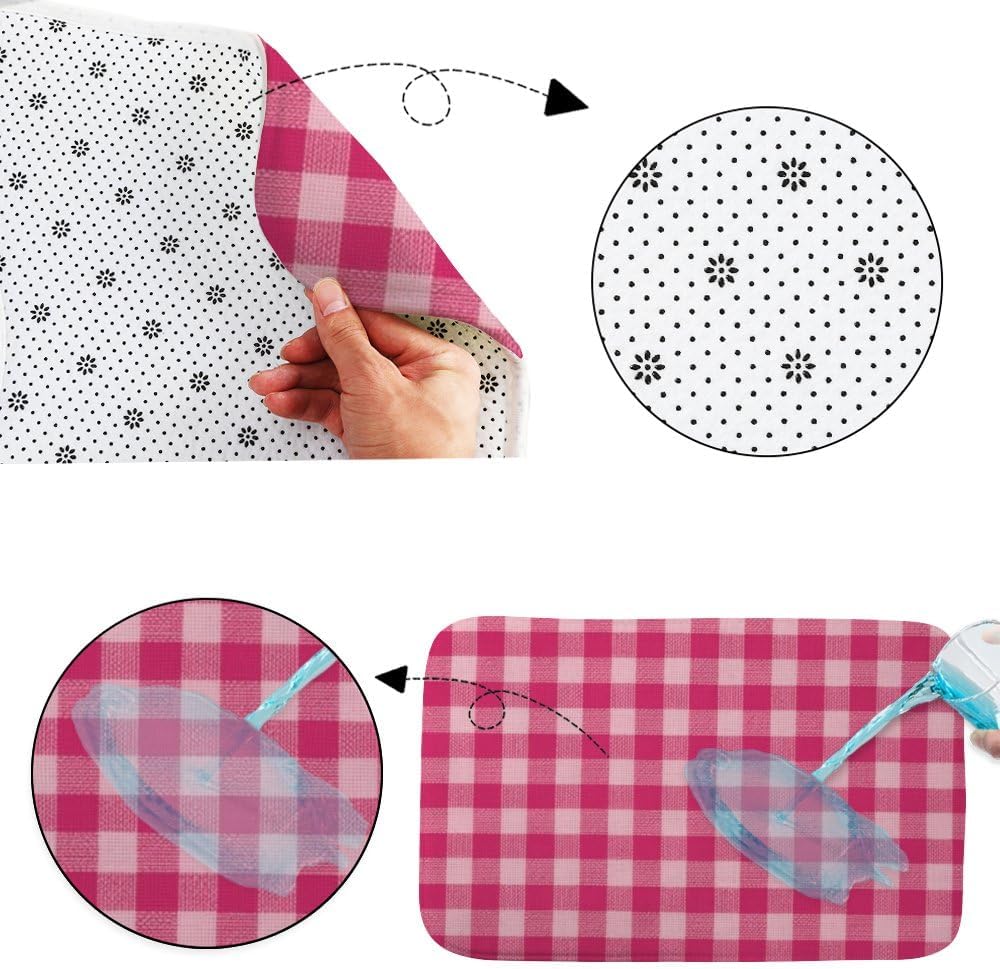 Front Door Rug Romantic Bright Pink Checkered Bathroom Toilet Rugs Bath Tub Mat Outside Door Mats Protect Floor Trap Water Anti-Slip Ultra-Soft Household Rv Users Shower Rustic Bathroom Decor 18X30in