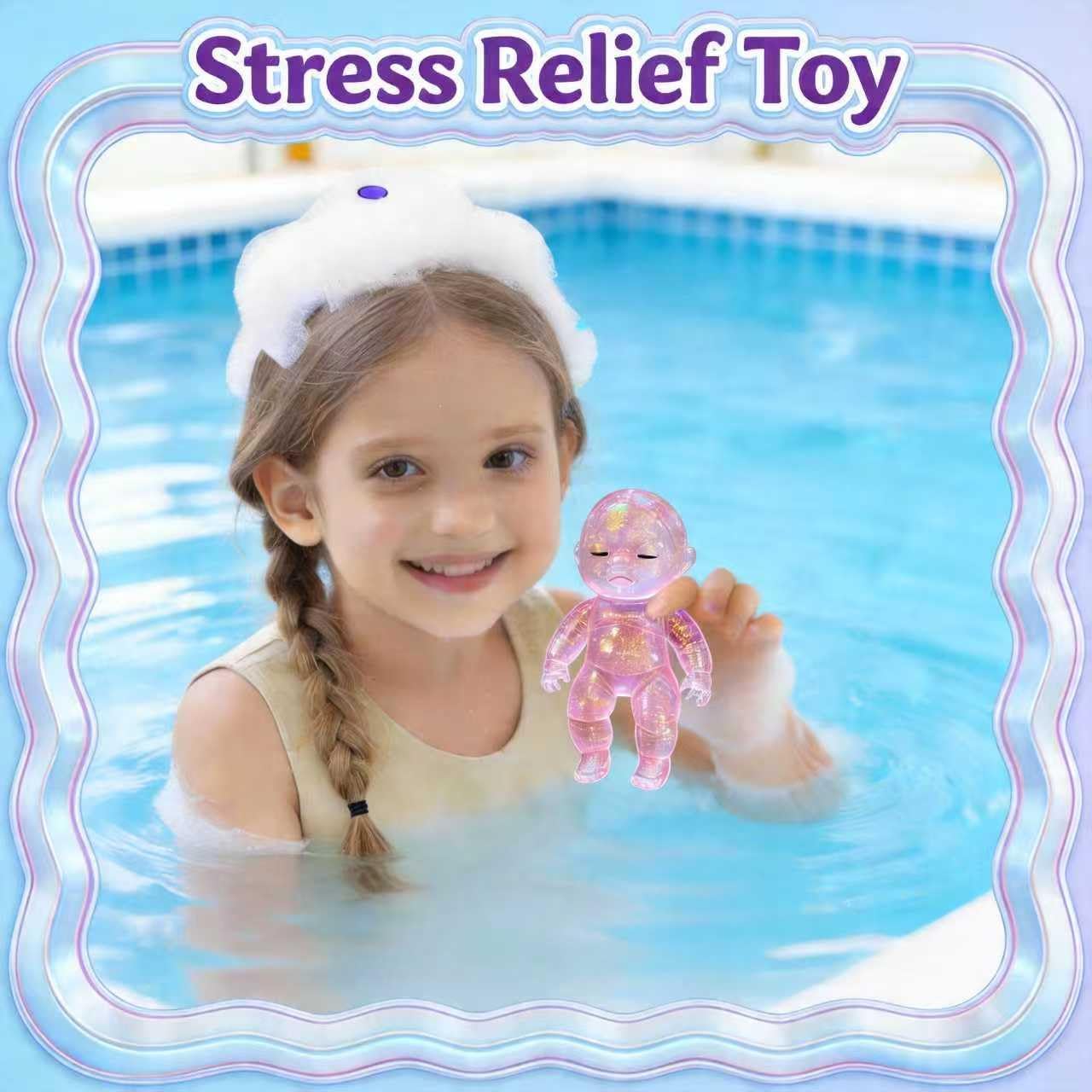 Shiny Baby Doll Soft Rubber Stress Relief Toy – Glowing Stress Ball – Cute Maltose Doll – Stress Relief Toy for Teens and Adults; Party Gift; Soft Toy for Anxiety Relief (Pink)