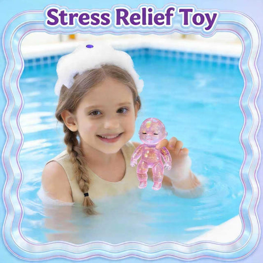 Shiny Baby Doll Soft Rubber Stress Relief Toy – Glowing Stress Ball – Cute Maltose Doll – Stress Relief Toy for Teens and Adults; Party Gift; Soft Toy for Anxiety Relief (Pink)