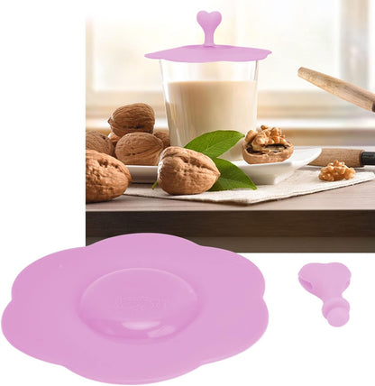 Silicone Cup Cover, Creative Mug Cover Airtight Seal Flexible Circular Silicone Hot Cup Lids Universal Drink Lids for Mugs Outdoors and Indoors (Pink)
