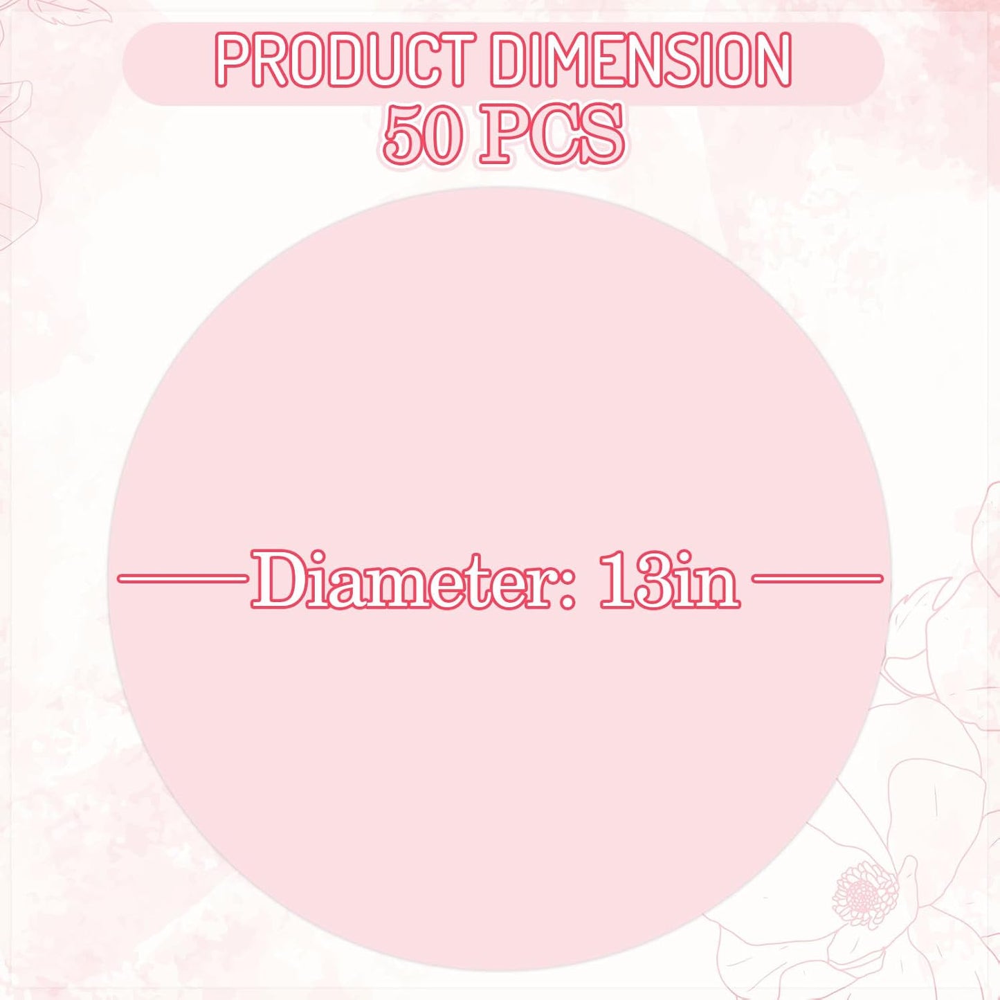 JarThenaAMCS 50Pcs Pink Paper Placemat Round Disposable Place Mat Light Pink Decorative Paper Table Mat for Wedding Bridal Baby Shower Birthday Party Table Setting, 13 x 13 Inch