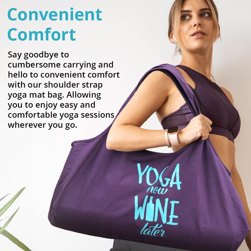 Wild Essentials Yoga Bag, Exercise, Tote, Large Carrier, Shoulder Strap, Inner Pocket, Fits Most Mats, Recycled Cotton Canvas