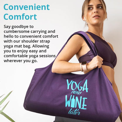 Wild Essentials Yoga Bag, Exercise, Tote, Large Carrier, Shoulder Strap, Inner Pocket, Fits Most Mats, Recycled Cotton Canvas