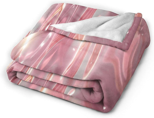 Pink Shiny Water Ripples Throw Blanket 80"X60" All Season Cover Ultra Soft Fleece Fuzzy Fannel Blankets for Couch,Bed Living Room Travel & Home Decor