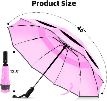 Windproof Automatic Inverted Umbrella – Compact Folding with Sun UV Protection, Portable Travel Umbrella for Car & Backpack