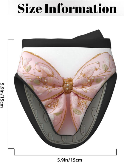 Light Pastel Pink Bow Balloon Embroidered Floral Mini Silicone Oven Mitts Heat and Slip Resistant Kitchen Mittens,Short Oven Gloves for Safe Cooking Baking & Grill,5.9"X5.9"