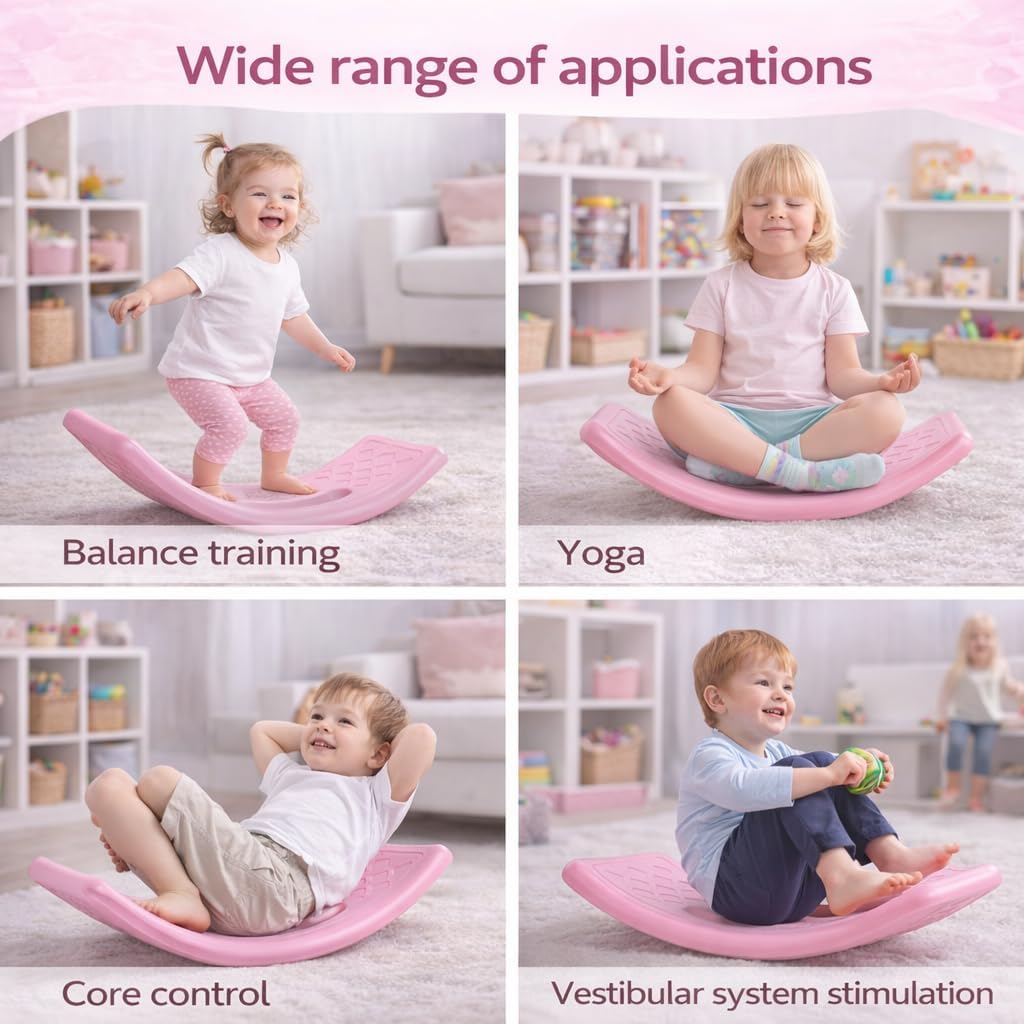 Rocker Board Balancing Training,Balance Board, Plastic Balance Seesaw Board with Elastic Ball, Improves Motor Skills and Build Core Strength, for Kids Toddlers Teens Balance Training, Balance boa