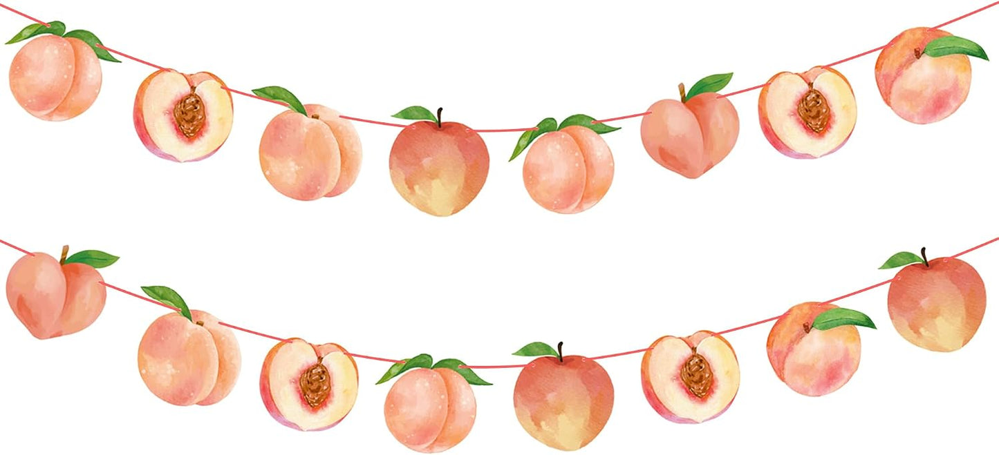 2PCS Pink Peach Cutout Banners Sweet As a Peach Party Decorations Fruit Birthday Party Decorations for Girl Fruit Themed Baby Shower Wedding Supplies