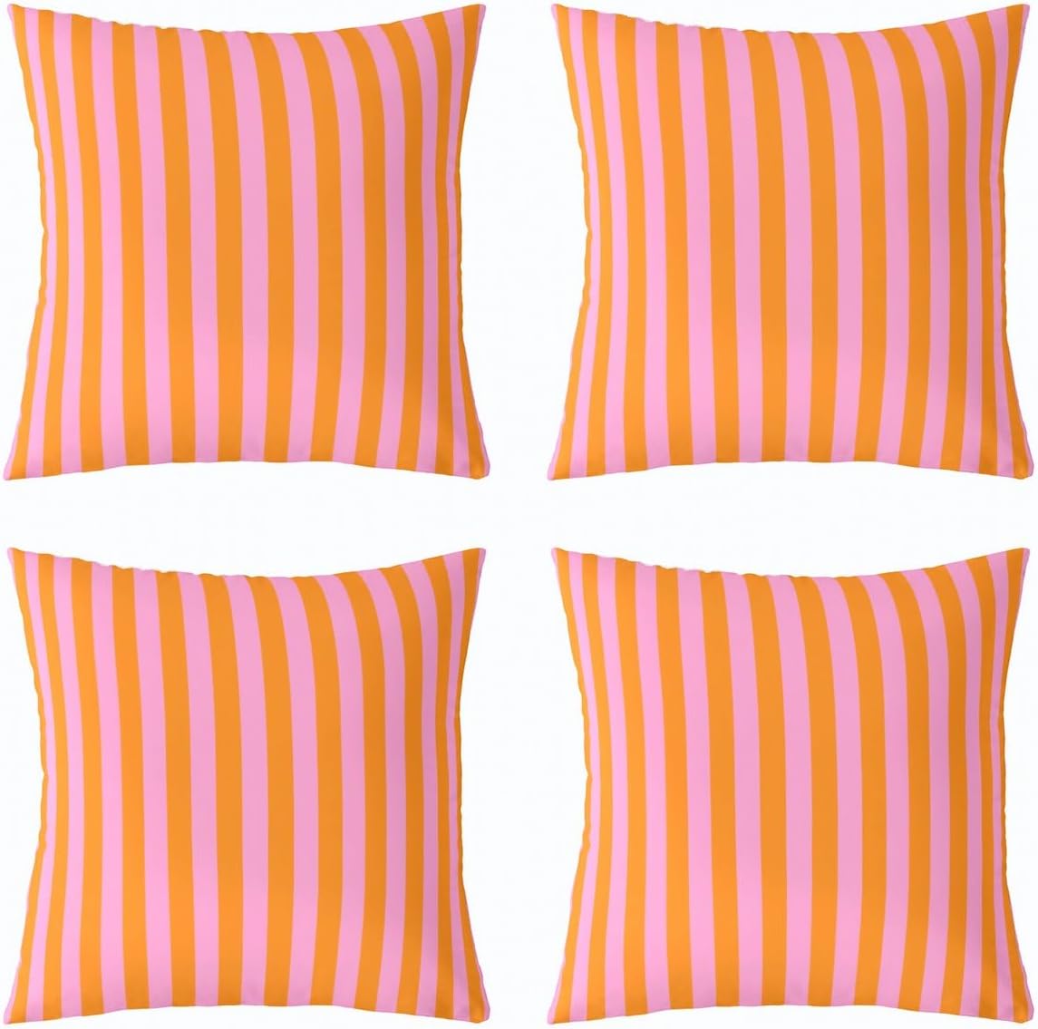 Feelyou Kids Pink Orange Throw Pillow Covers 24 x 24-Inch Set of 2 Abstract Decor Pillowcase for Boys Girls Teens Bedroom Decor Stripes Cushion Case Soft Microfiber Women Men Geometric Indoor Outdoor
