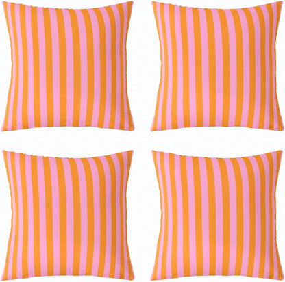 Feelyou Kids Pink Orange Throw Pillow Covers 24 x 24-Inch Set of 2 Abstract Decor Pillowcase for Boys Girls Teens Bedroom Decor Stripes Cushion Case Soft Microfiber Women Men Geometric Indoor Outdoor