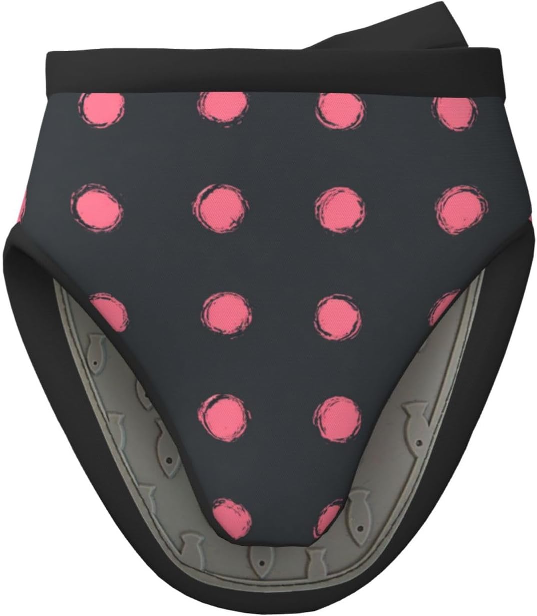 Light Pink Polka Dots in Grid On Solid Dark Gray Mini Silicone Oven Mitts Heat and Slip Resistant Kitchen Mittens,Short Oven Gloves for Safe Cooking Baking & Grill,5.9"X5.9"