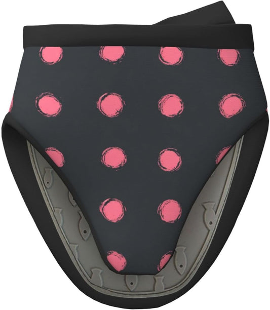 Light Pink Polka Dots in Grid On Solid Dark Gray Mini Silicone Oven Mitts Heat and Slip Resistant Kitchen Mittens,Short Oven Gloves for Safe Cooking Baking & Grill,5.9"X5.9"