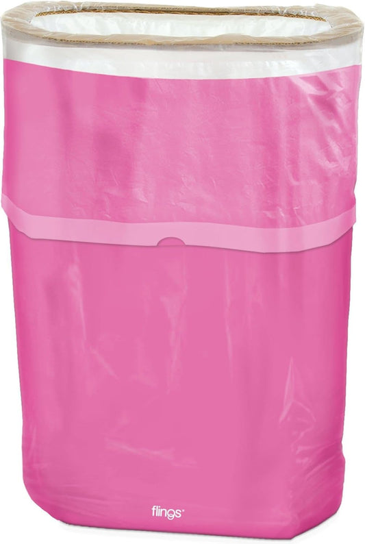 Flings® Bin Disposable Trash Can for Parties - 22 inches x 15 inches - 13 Gallon Plastic Pop Up Garbage Can, 1 Bright Pink Disposable Garbage Can for Party and Events