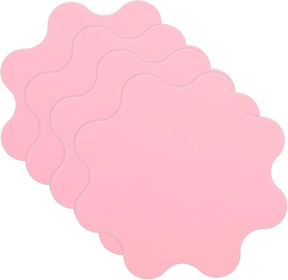 uxcell 4Pcs Silicone Jar Opener Pads, 4.53x4.72'' Texture Can Opener Flower Shape Thin Rubber Gripper Non-Slip for Weak Hands Senior Kitchen, Pink