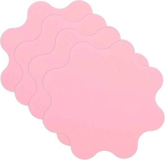 uxcell 4Pcs Silicone Jar Opener Pads, 4.53x4.72'' Texture Can Opener Flower Shape Thin Rubber Gripper Non-Slip for Weak Hands Senior Kitchen, Pink