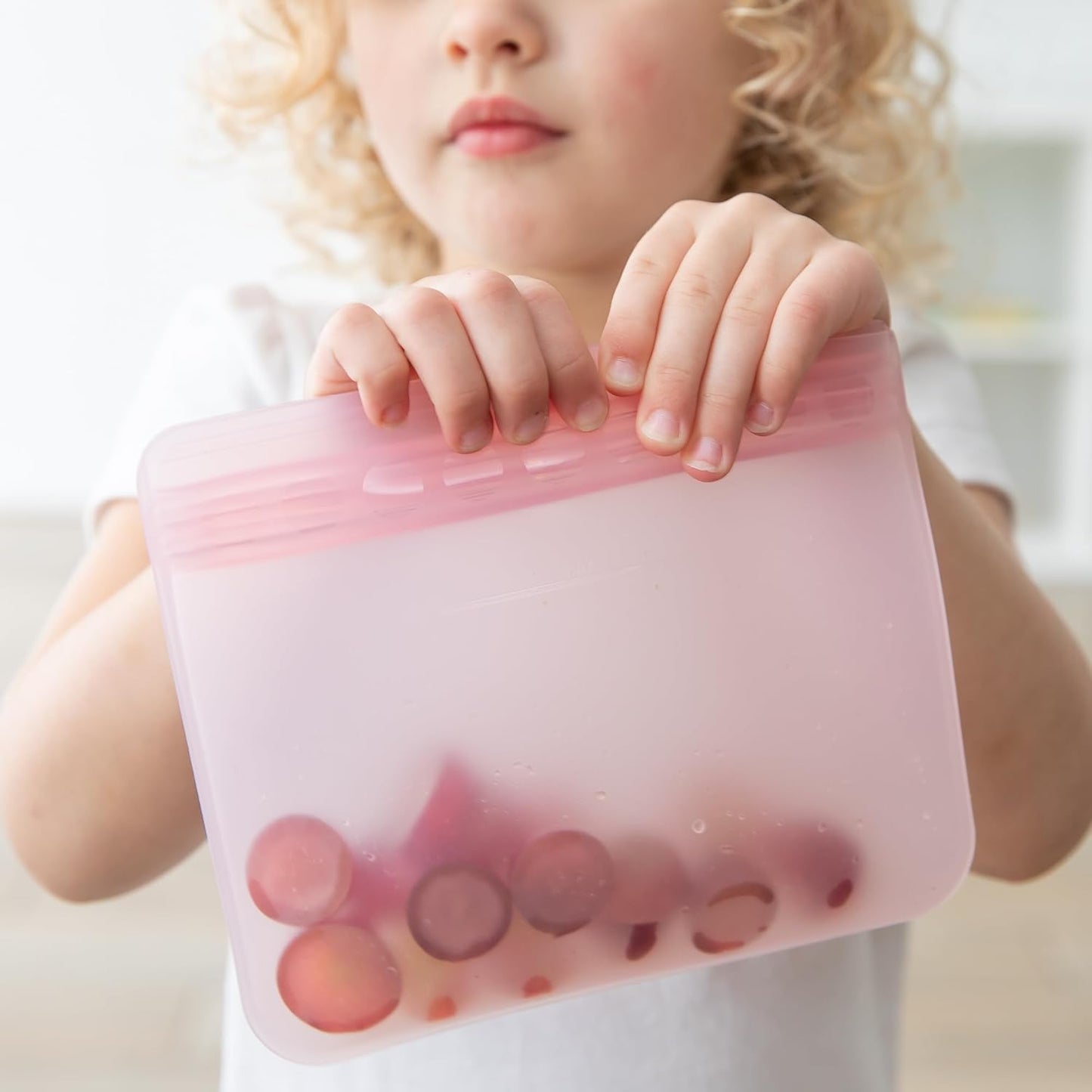 Bumkins - Silicone Snack & Sandwich Bags - For Storage, Food Prep, Lunch Bag - Reusable, Leak Resistant, Washable, Microwave, Freezer & Dishwasher Safe - 2 pack - Pink