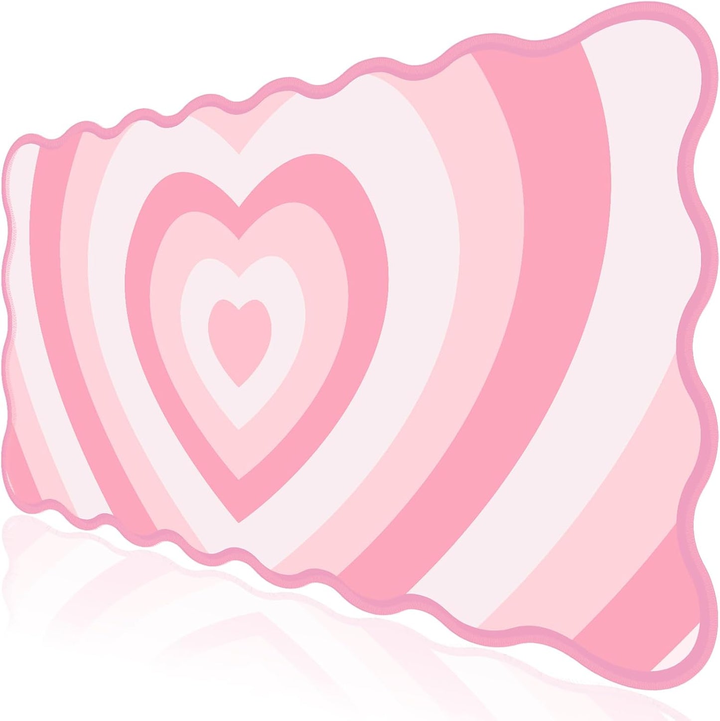 L-SPOUTTO Pink Mouse Pad,Cute Desk Mat XXL Large Scalloped Gaming Mousepad,35.4x15.7in Non-Slip Rubber Base Keyboard Pad Waterproof Desktop Mat for Laptop Computer Work Game Home Office-Pink Heart